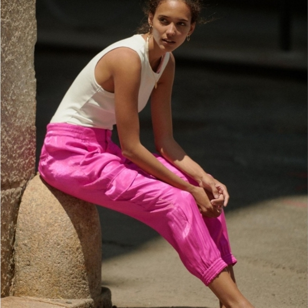 Anthropologie Pink Track Pants Relaxed Fit Joggers